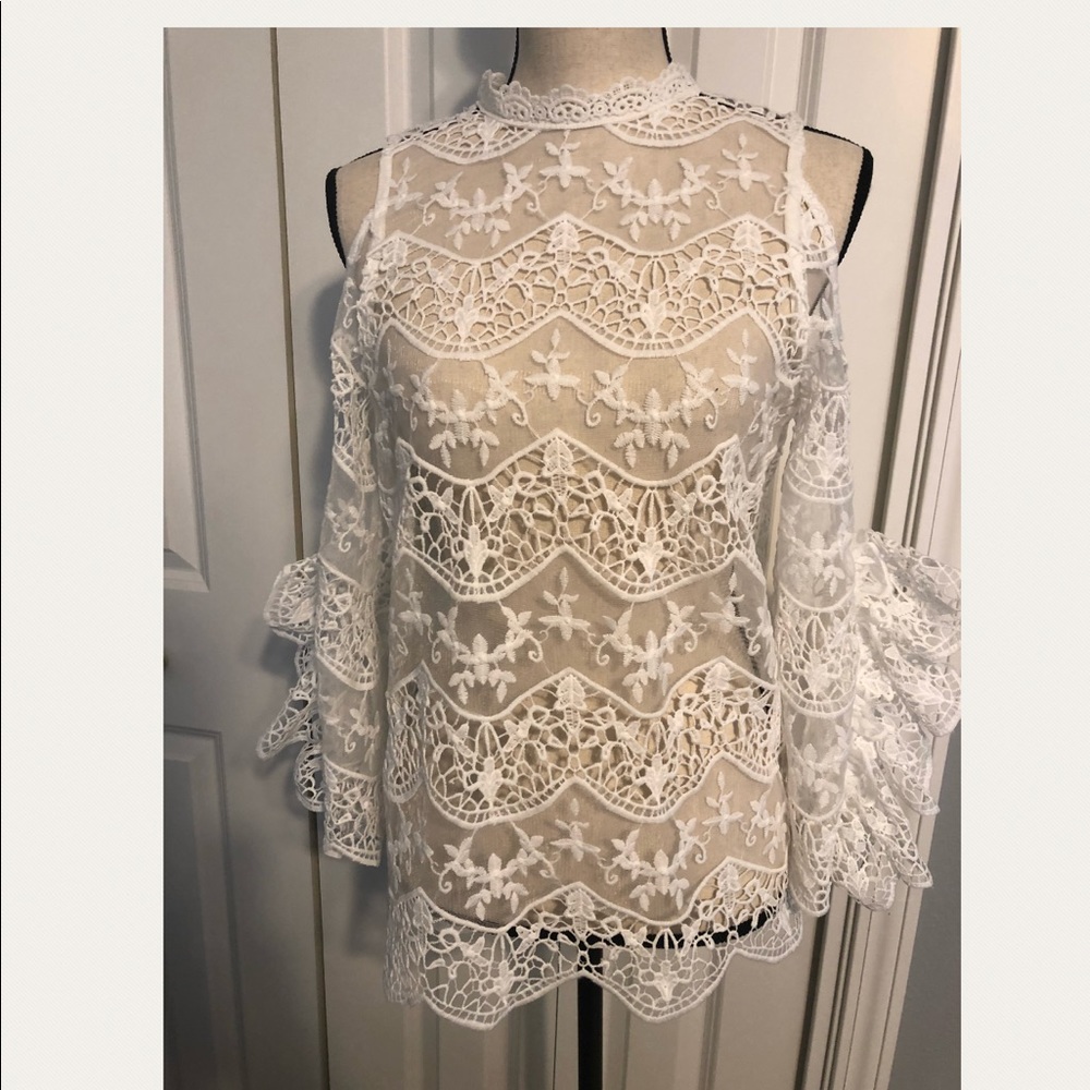 Sheer Lace Open-Back Top - Picture 2 of 7